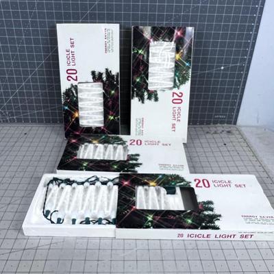4 Vintage Icicle Light Sets NEW 