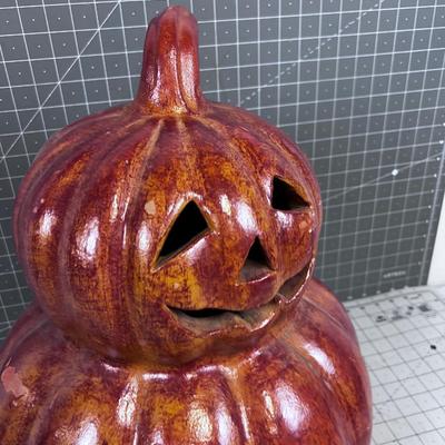 Awesome Terracotta Jack-O-Lantern Double Stack