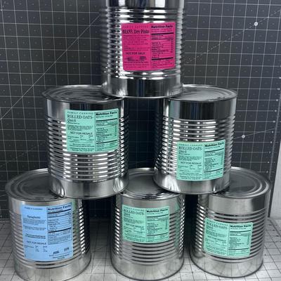 (6) No. 10 Can FOOD STORAGE Oats, Bean, Spaghetti 