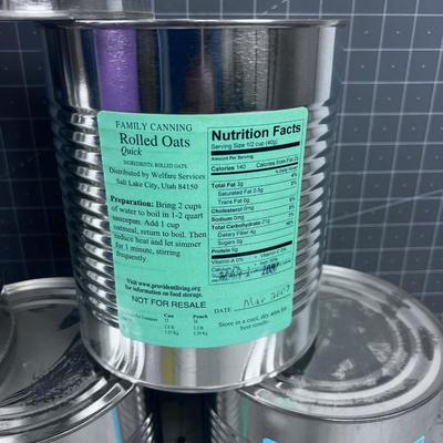 (6) No. 10 Can FOOD STORAGE Oats, Bean, Spaghetti , Flour
