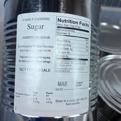 (6) No. 10 Can FOOD STORAGE: SUGAR! 2007 Packaging 