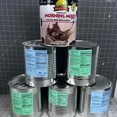 (6) No. 10 Can FOOD STORAGE Oats, Spaghetti and CHOCOLATE MILK 