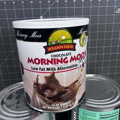 (6) No. 10 Can FOOD STORAGE Oats, Spaghetti and CHOCOLATE MILK 