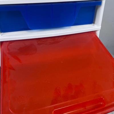 Plastic Cubby with (2) Divided Drawers and 4 With Lids. 
