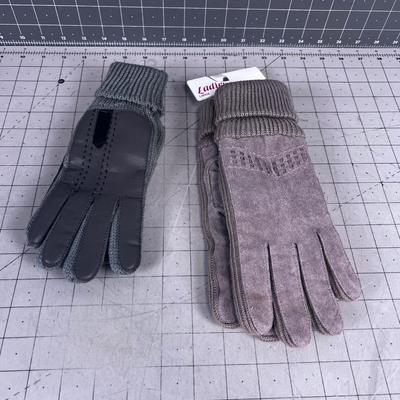 Ladies Gloves KNIT and Leather