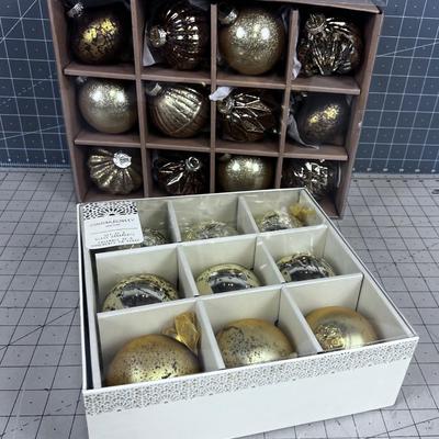 2 Sets of Mercury Glass Ornaments 