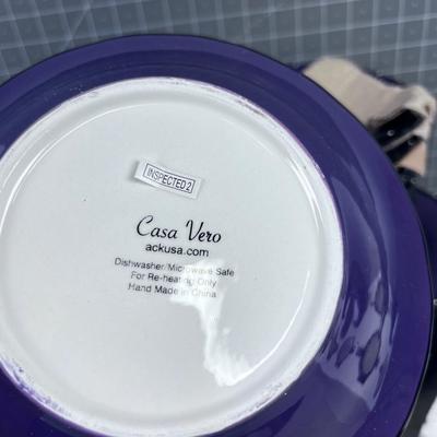CASA VERO PURPLE DISHES Hand painted