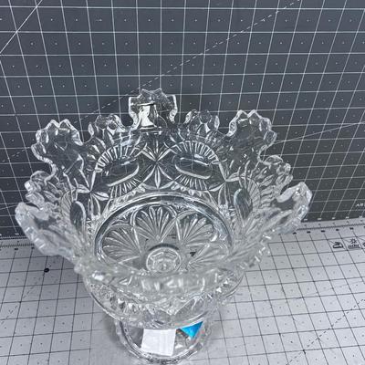CROWN Footed Bowl,  Crystal 