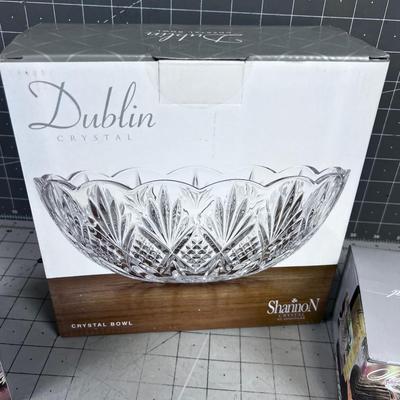 Dublin Fine Crystal Serving Bowl and Bottle Coaster 
