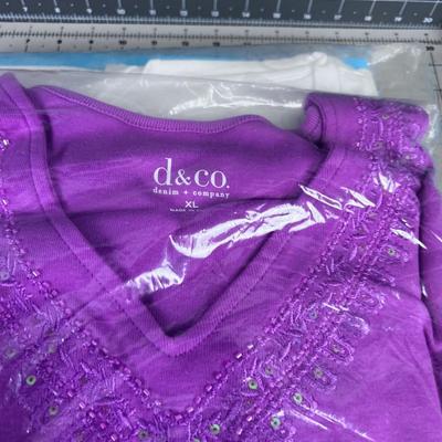 (6) DENIM & CO V-Neck NEW T-shirts 