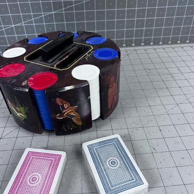 POKER Chip and Card Holder with OUTDOOR Decals COOL!!! 