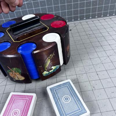 POKER Chip and Card Holder with OUTDOOR Decals COOL!!! 