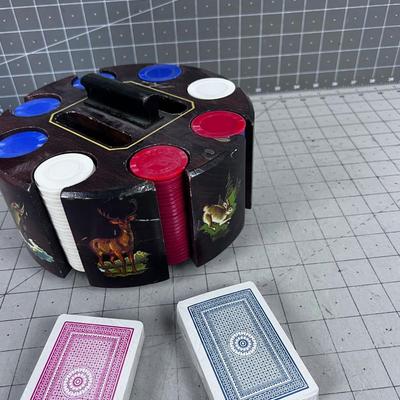 POKER Chip and Card Holder with OUTDOOR Decals COOL!!! 