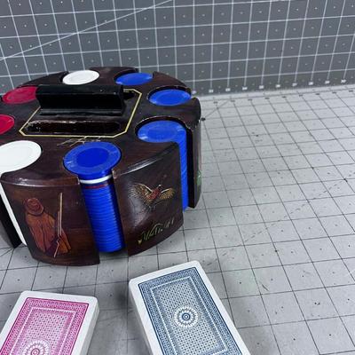 POKER Chip and Card Holder with OUTDOOR Decals COOL!!! 
