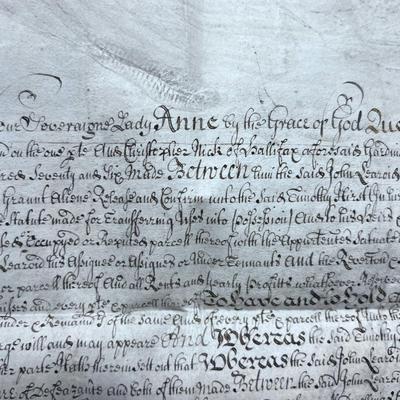 Antique Letter On Actual Calf Skin Dated 1713 from William Harper to CHRISTOPHER NICK-  AMAZING!! 