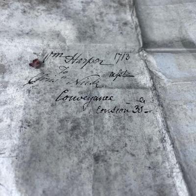 Antique Letter On Actual Calf Skin Dated 1713 from William Harper to CHRISTOPHER NICK-  AMAZING!! 
