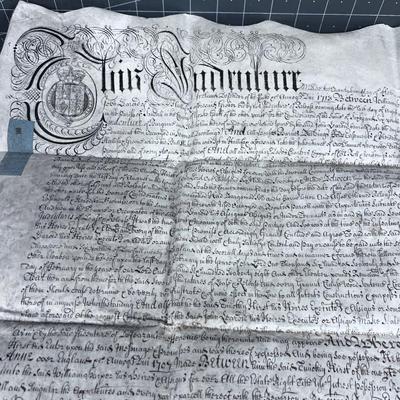 Antique Letter On Actual Calf Skin Dated 1713 from William Harper to CHRISTOPHER NICK-  AMAZING!! 