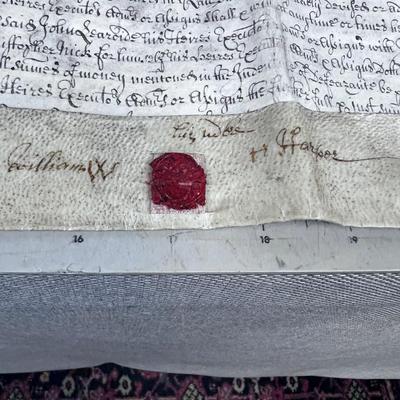 Antique Letter On Actual Calf Skin Dated 1713 from William Harper to CHRISTOPHER NICK-  AMAZING!! 