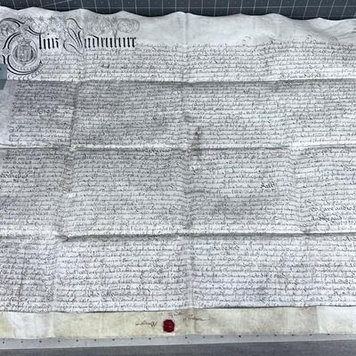 Antique Letter On Actual Calf Skin Dated 1713 from William Harper to CHRISTOPHER NICK-  AMAZING!! 