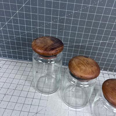 Good Wood Teak Top Canisters Set of (3) 
