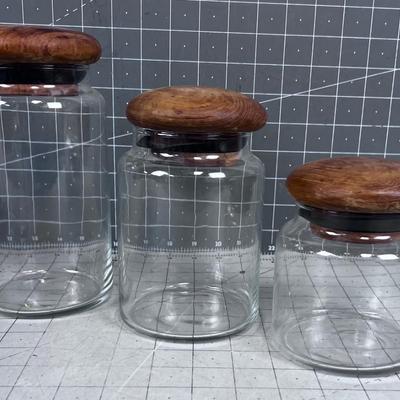 Good Wood Teak Top Canisters Set of (3) 