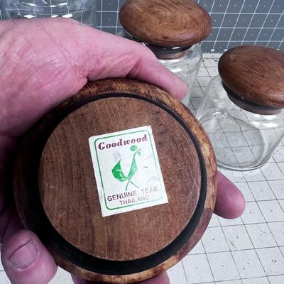 Good Wood Teak Top Canisters Set of (3) 