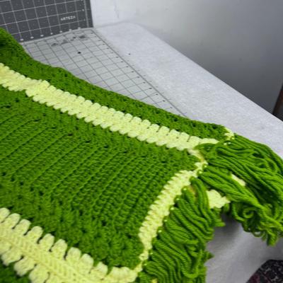 Green and Yellow Afghan - Hand Crafted/Crocheted with Yarn in the 80's! 