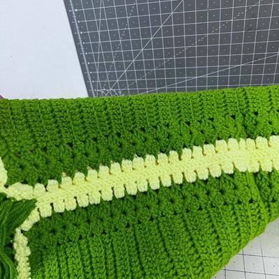 Green and Yellow Afghan - Hand Crafted/Crocheted with Yarn in the 80's! 