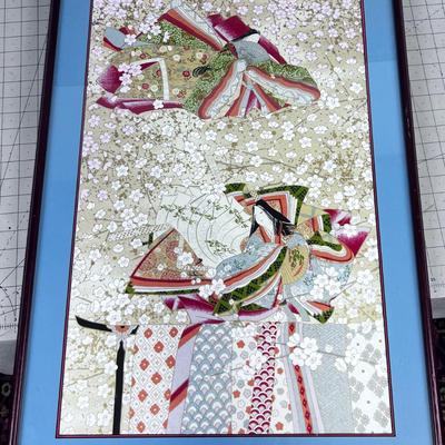 Japanese Watercolor Framed and Matted, Women in Traditional ROBES 1992
