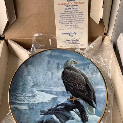 Bald Eagle Loon Birds Collectors Plate Lot w/ Certificates & Orig. Boxes