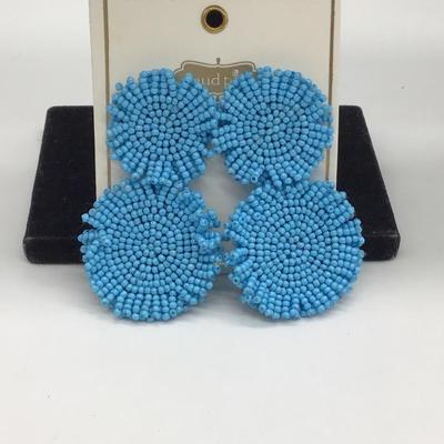 Beaded circle blue earrings Mudpie design