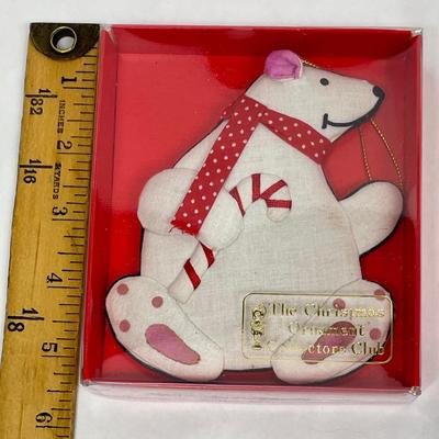 Christmas Ornament: Polar Bear with Candy Cane - NIB