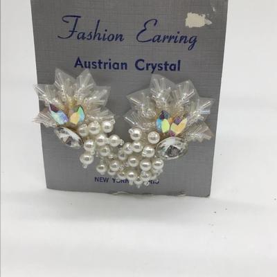 Vintage Austrian crystal clip on earrings