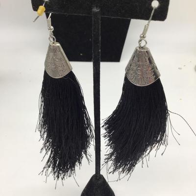 Black tassel earrings