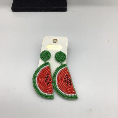 Beaded watermelon earrings