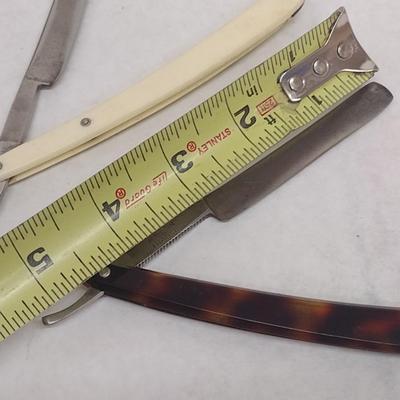 Pair of Vintage Edmond Roffler Straight Blade Shavers with Celluloid Handles (#1)