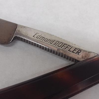 Pair of Vintage Edmond Roffler Straight Blade Shavers with Celluloid Handles (#1)
