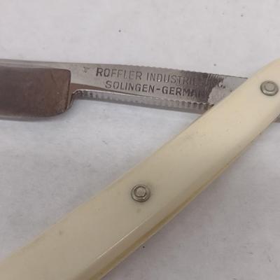 Pair of Vintage Edmond Roffler Straight Blade Shavers with Celluloid Handles (#1)