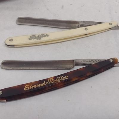 Pair of Vintage Edmond Roffler Straight Blade Shavers with Celluloid Handles (#1)
