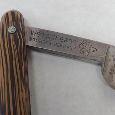 Vintage Wester Bros. Del Fi Straight Blade Shaver with Wood Grain Celluloid Handle and Box (#3)