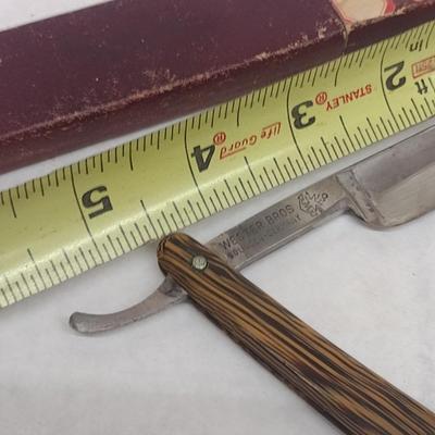 Vintage Wester Bros. Del Fi Straight Blade Shaver with Wood Grain Celluloid Handle and Box (#3)