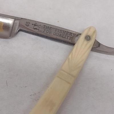 Vintage The Fisher 'Highest Quality' Straight Blade Shaver with Celluloid Handle and Box (#4)