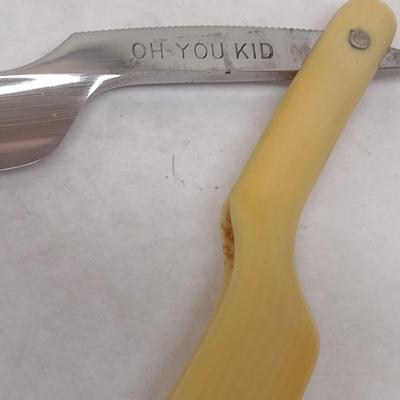 Vintage L. M. Taylor 'Oh, You Kid' Straight Blade Shaver with Celluloid Handle and Box (#5)