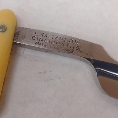 Vintage L. M. Taylor 'Oh, You Kid' Straight Blade Shaver with Celluloid Handle and Box (#5)