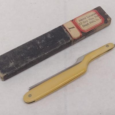 Vintage L. M. Taylor 'Oh, You Kid' Straight Blade Shaver with Celluloid Handle and Box (#5)