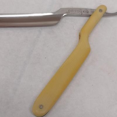 Vintage L. M. Taylor 'Oh, You Kid' Straight Blade Shaver with Celluloid Handle and Box (#5)