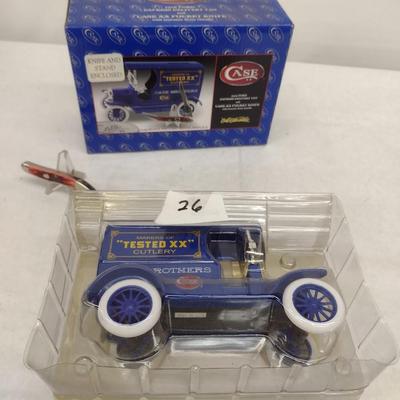 Case XX Antique Ford Delivery Truck Die Cast Coin Bank and Cutlery Set (#26)