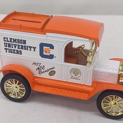 ERTL Clemson Tigers 1987 ACC Champions Delivery Van Die Cast Coin Bank with Box (#29)