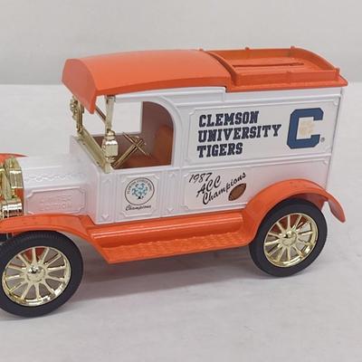 ERTL Clemson Tigers 1987 ACC Champions Delivery Van Die Cast Coin Bank with Box (#29)