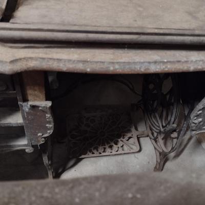 Vintage Sewing Machine Cabinet with Cast Iron Treadle Base